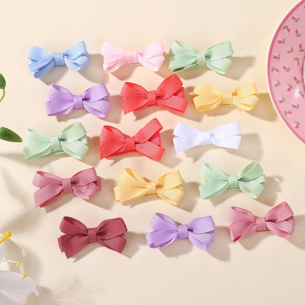 60Pcs Random Candy Color Hair Bows Hair Clip 2.36 Inch Ribbon Hairgripes Cute Baby Girls Headdress