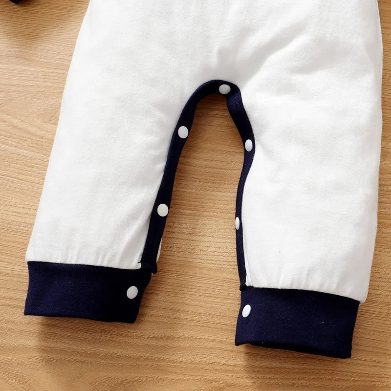 Baby Boy Jumpsuit Letter Printed Small gentleman Long sleeved Jumpsuit for Newborns Baby Boy 0-18 Months in Spring and Autumn