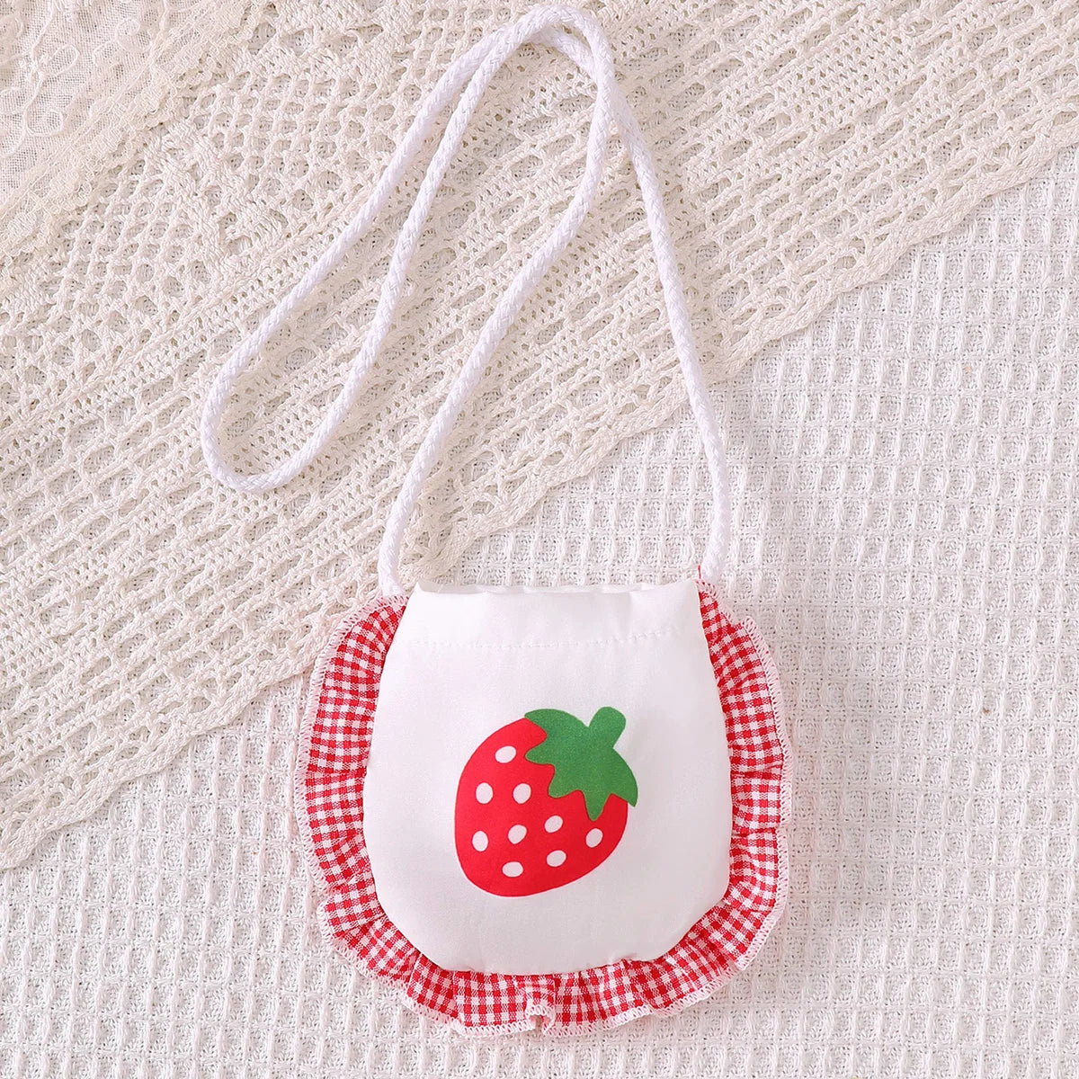 Summer Baby girl Dress Doll Collar Strawberry Printed plaid Dresses+Mini bag Set for Cute Baby girl Dresses aged 0-3 Years