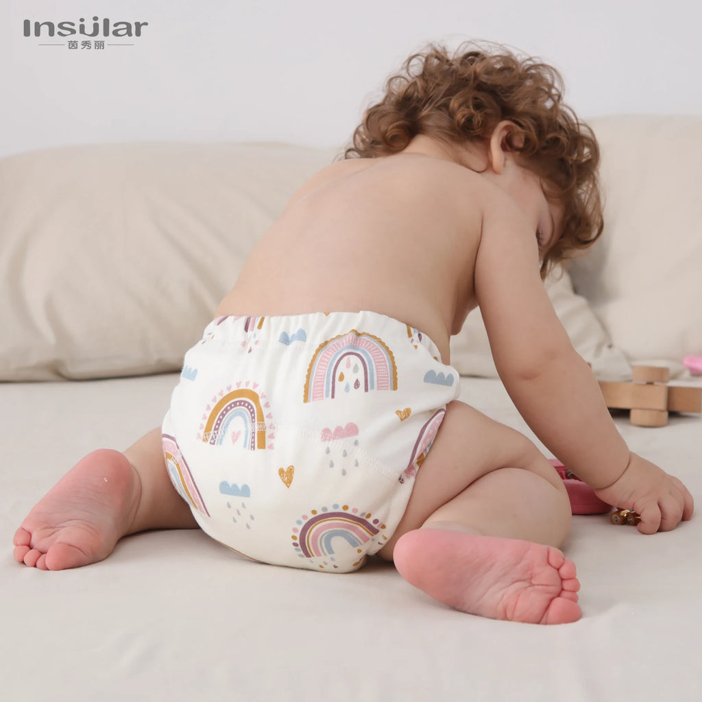 6 Layer Waterproof Reusable Cotton Baby Training Pants Infant Shorts Underwear Cloth Baby Diaper Nappies Panties Nappy Changing