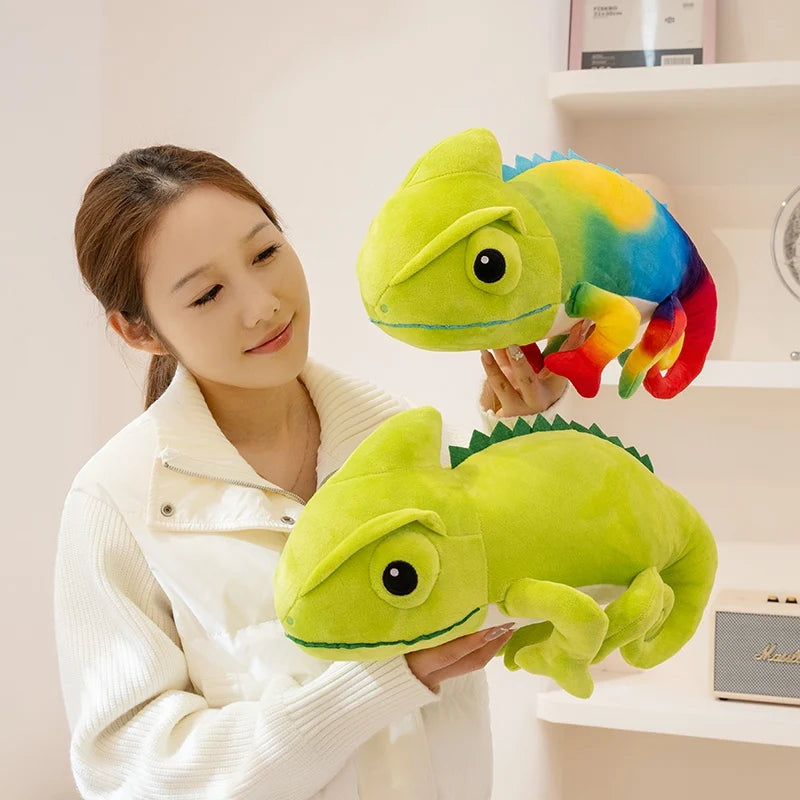 Hot 2026 New Cute Chameleon Plush Toys Stuffed Chubby Cartoon Crawling Lizard Doll Warm Soft Home Throw Pillow Funny Kids Gift