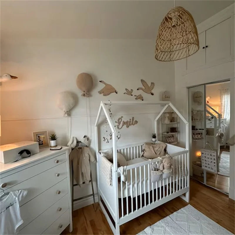 Nordic Style Home Decoration Wall Stickers with Flying Geese or Ducks, Reusable Space-Themed Decor, Wall Decoration for Boys and Girls' Rooms, Natural Wood Appearance, Bird Decoration.