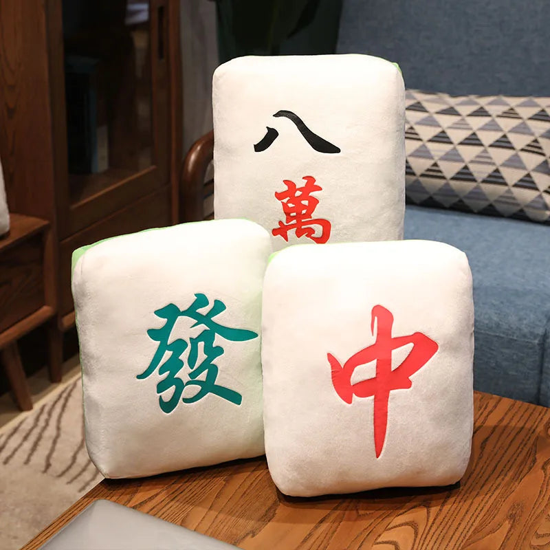 Hot 1pc Creative Mahjong Pillow Cushion Chinese Plush Toy Car Chair Backrest Mahjong Dice Funny Nap Pillow Sofa Home Decor Gift