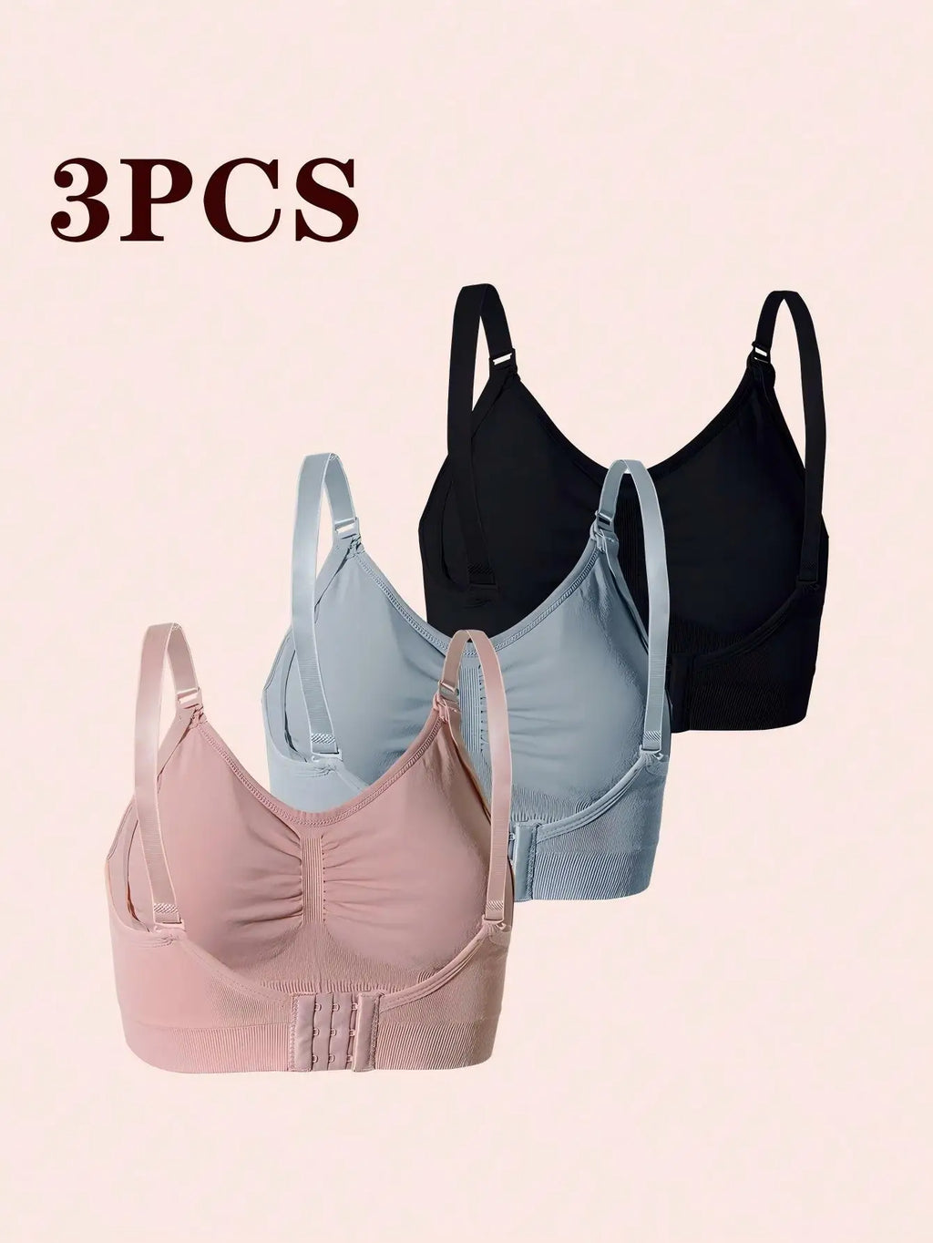 Three-Piece Set of Fruit-Patterned Wire-Free Front-Opening Nursing Bras for Pregnant Women