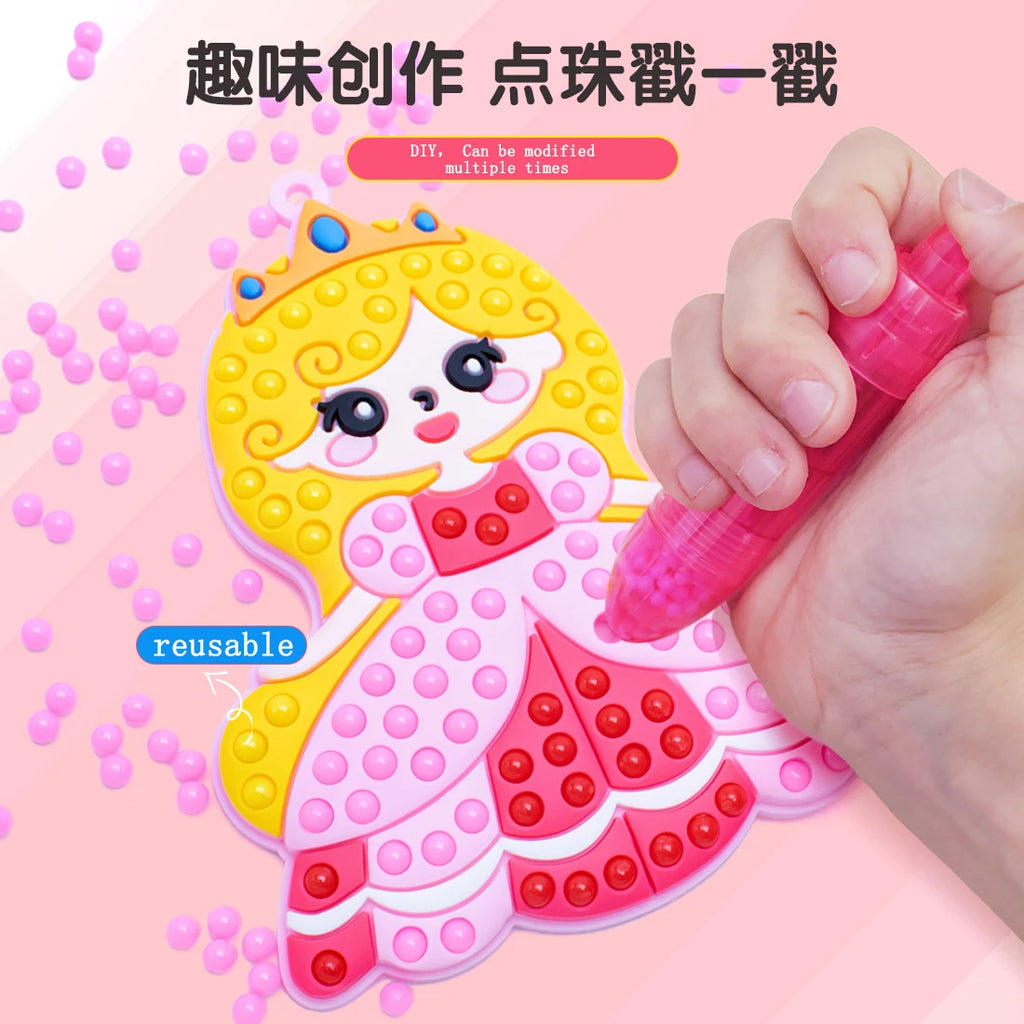 Handmade Set Beads Pen DIY Girls Toys Creative ballpoint pen painting Princess Rainbow Christmas Pattern Girl Gifts Toy for Kids