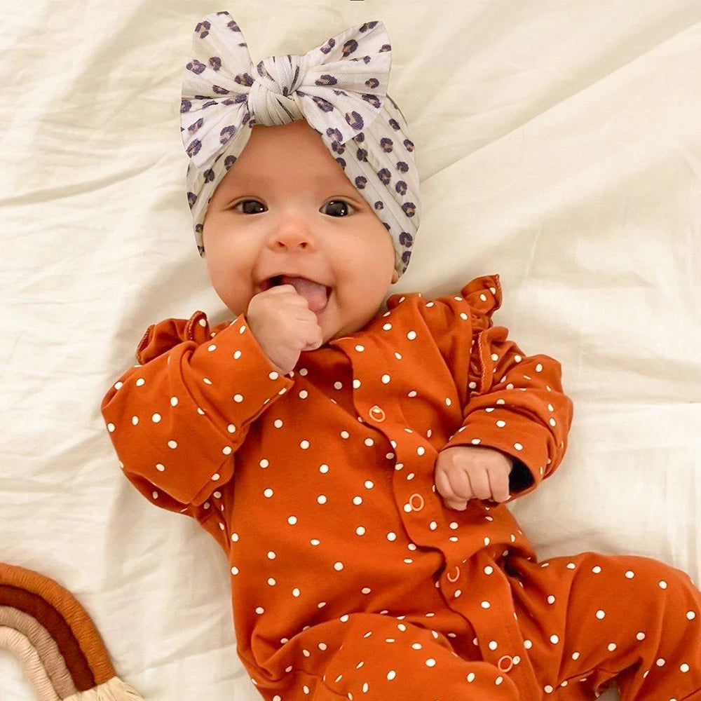 8PCS/lot High Quality Embroidered Nylon Bow Headband with Beautiful Printed Elastic Headband for Infants Toddler Headdress