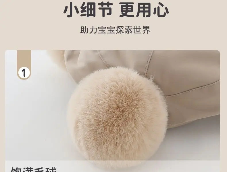 Baby Hat Autumn Winter Windproof Warm Hat Children's Ear Protection Pullover Hat Boys Girls Thickened Plush Lei Feng Hat