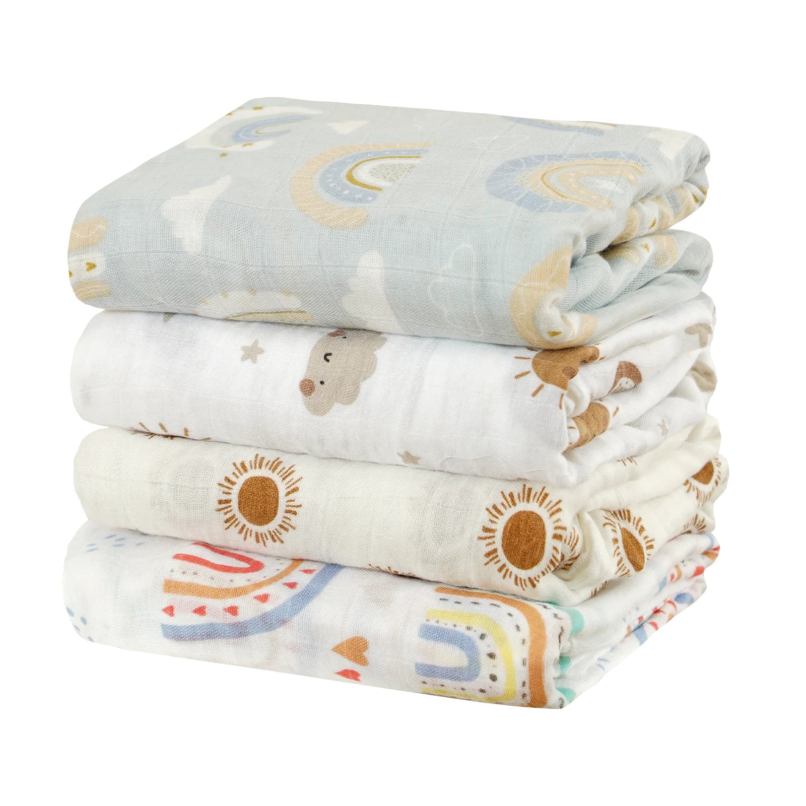 4PCS/Set Baby Muslin Swaddle Blanket Soft Bath Towel For Newborn Bamboo Cotton Infant Sleep Sack Wrap 120*110cm