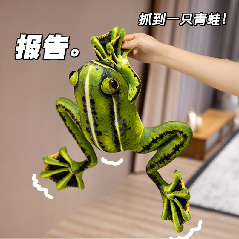 Simulation Cute Green Yellow Frog Plush Toy Super Soft Stuffed Animal Realistic Fun Frog Doll Baby Toys Gift Toy For Kid Girl
