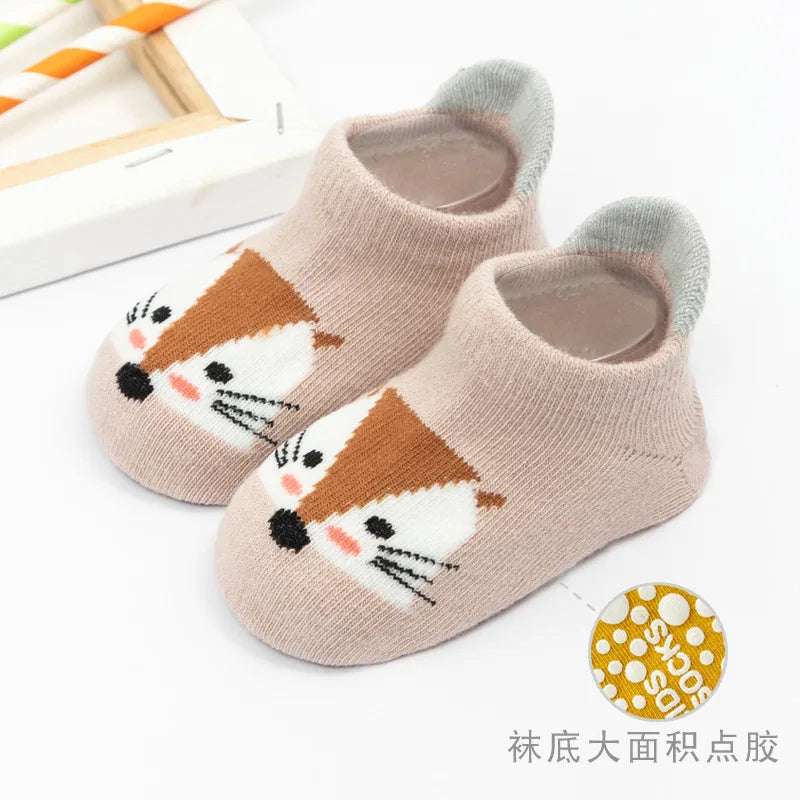 Non Slip Baby Toddler Socks Soft Anti Skid Floor Socks for Newborns and Infants With Rubber Grips For 0-5Years Cotton Baby Socks