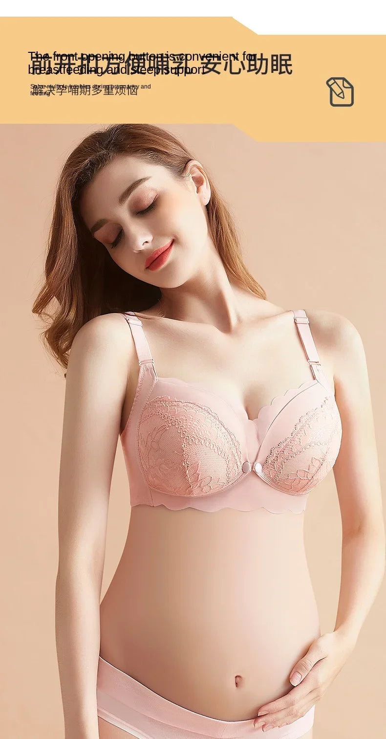 2026 New Maternity Underwear Breastfeeding Gathered Anti-Sagging Pregnancy Pure Cotton Thin Bra Maternity Nursing Lace Bras