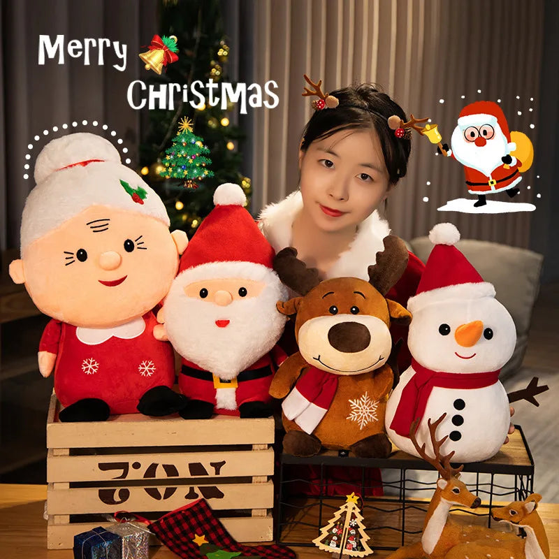 1pc 23cm-50cm Cute Santa Claus Snowman Elk Granny Plush Toys Christmas Decor Dolls Stuffed Soft For Baby Kids Gift