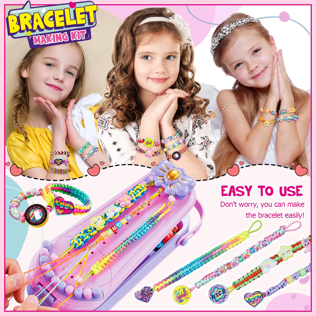 DIY Bracelet Making Kit for Girls - Children's Art And Craft Jewelry Rope Weaving Set Toy Suitable for Ages 6-12 Gift