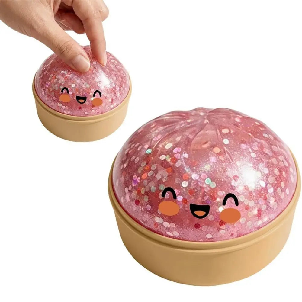 Glitter Dumplings Squishy Toy Soft with Steamer Squishy Toy Slow Resilience Fidget Stress Relief Sensory Ball