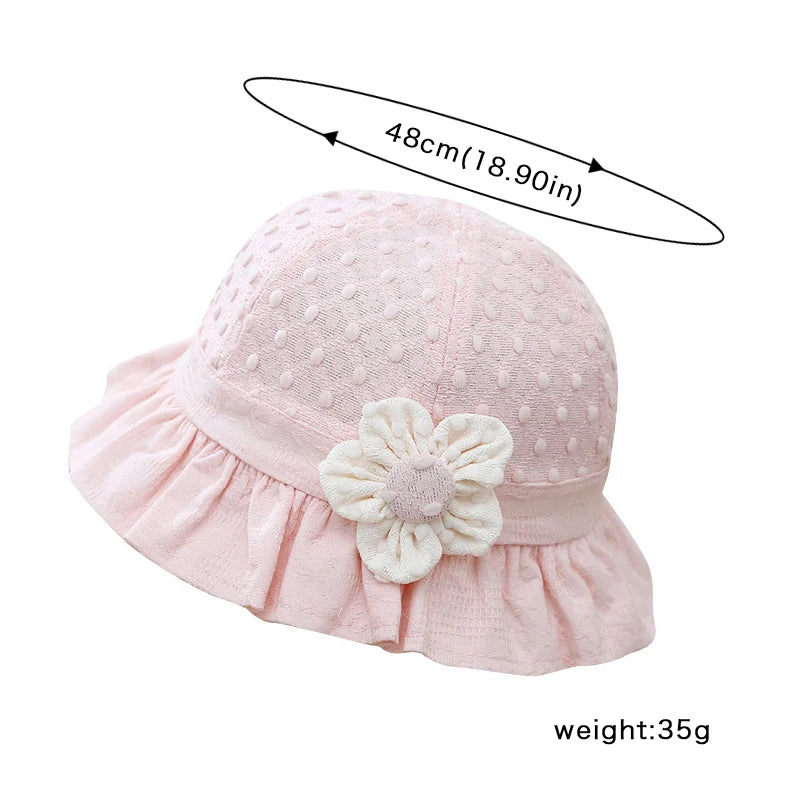 Lace Ruffle Baby Bucket Hats Flower Princess Girl Sunscreen Fisherman Cap Summer Thin Cotton Newborn UV Protection Sun Hat 3-18M