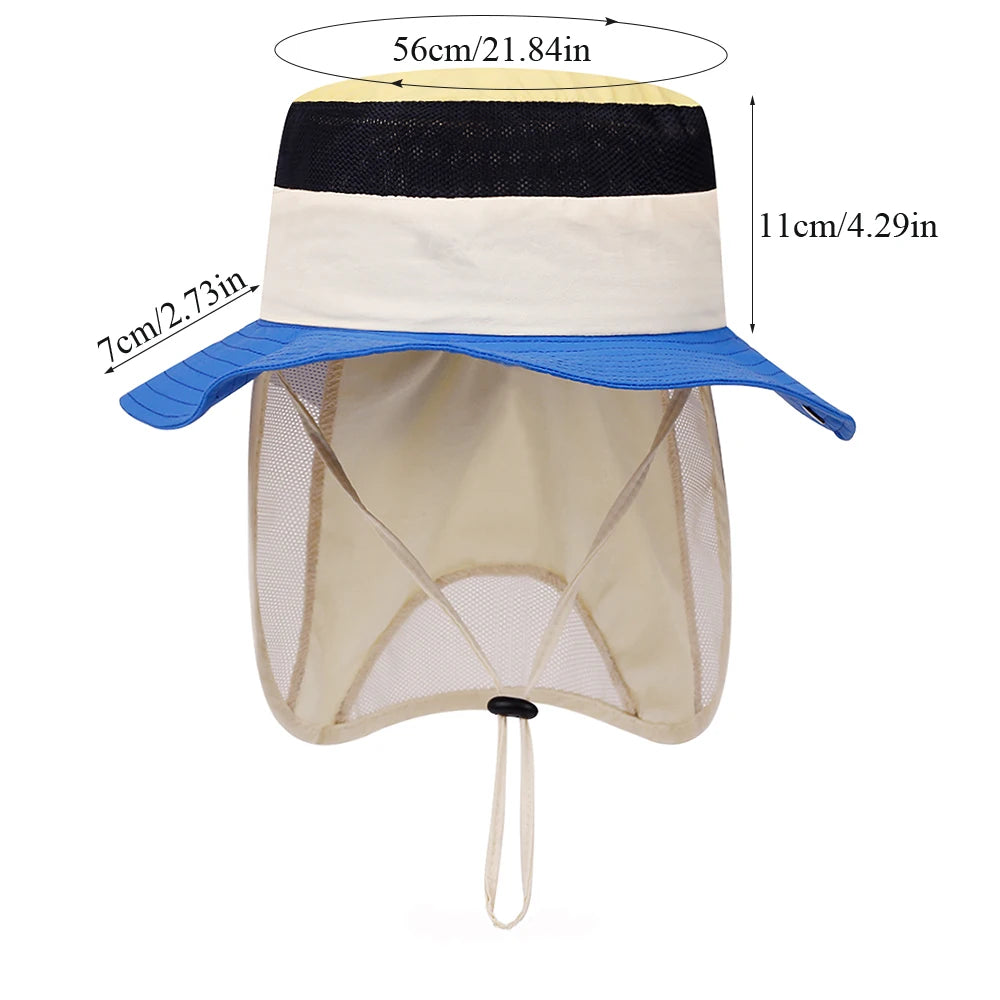 Children Summer Hat for Girls Boys Quick-dry Shawl Kids Bucket Hats Beach Travel Children Panama Kids Sun Cap 4-10Y
