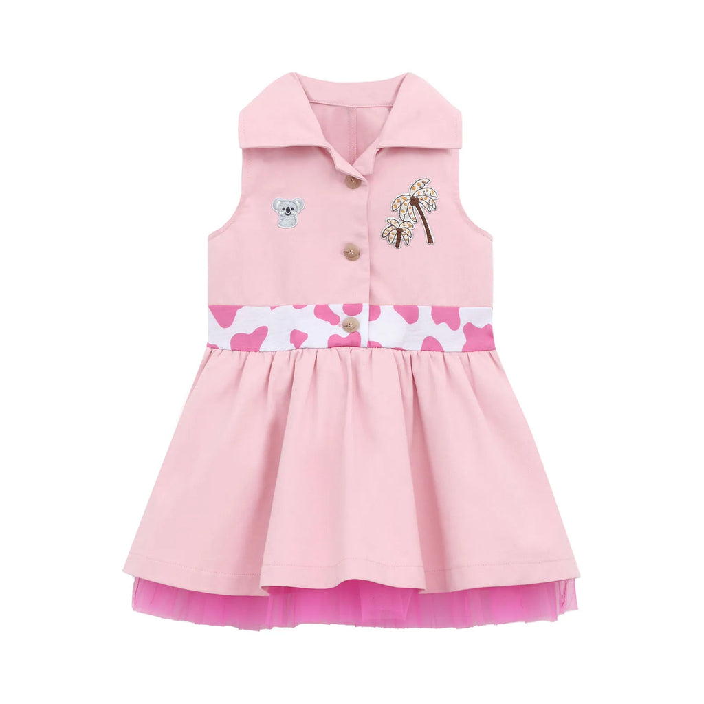 Toddler Baby Girls Zookeeper Suit Sleeveless Cute Animal Embroidery Tulle Dress Birthday Party Cake Smash Zoo Keeper Outfits