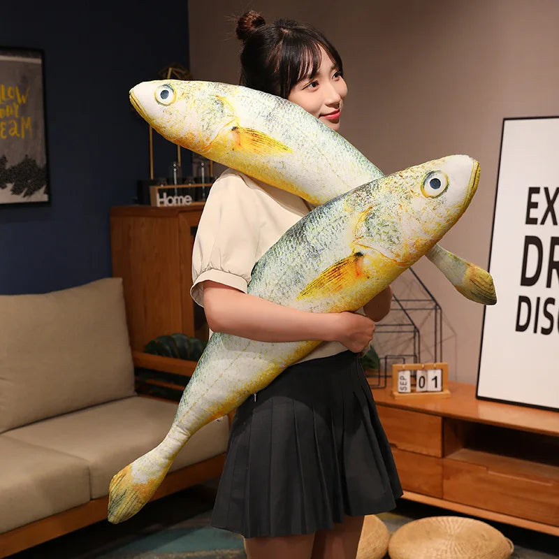 Artificial yellow croaker Plush Pillow Imitation Funny Fish Stuffed Pillow Emulational Home Sofa Plush Decoration Cushion