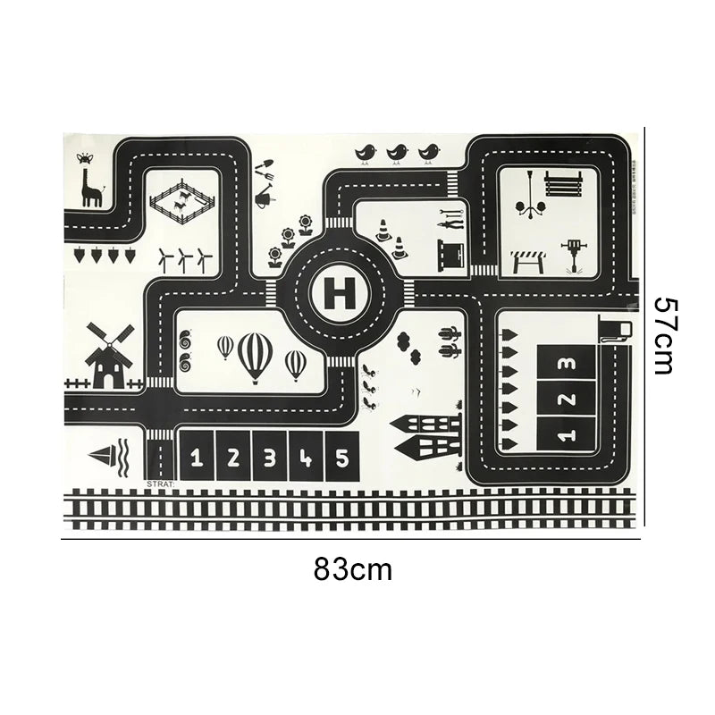 Baby Crawling Mat 83x57cm Cartoon City Traffic Map Non-Slip Playmat For Boys Girls Toddler Montessori Early Education Toys TMZ