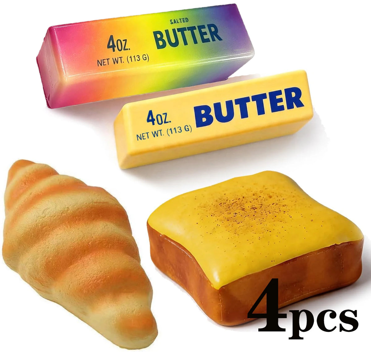 1/4PCS Butter Bread Squishy Toy Slow Rising Squishies Soft PU Foam Squeeze Toys for Stress Relief Fidget Toys Party Favors