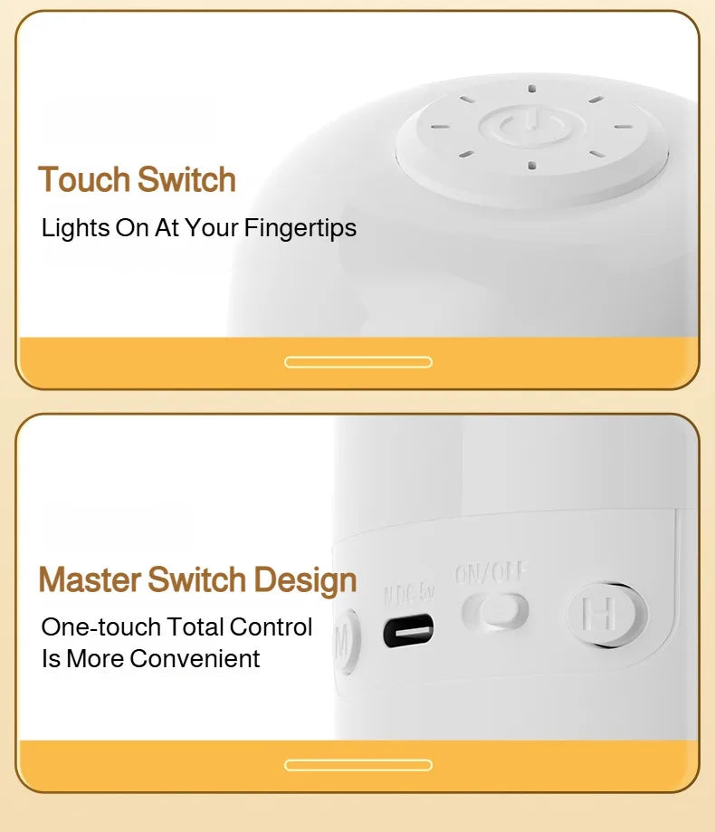 LED Bedside Lamp with Clock Display Touch Control Dimmable Night Light USB Rechargeable for Bedroom Baby Feeding