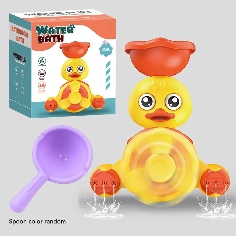 Baby Bath Toys with Suction Cups,Airplane Duck Design,Rotating Water Wheel,Bathtub Play Toys For Kids Age 1-3
