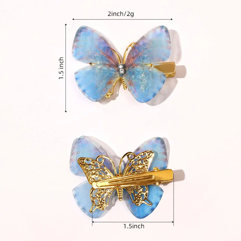 6Pcs Colorful Butterfly Hairpins Girl Hair Clips Barrettes Women Sweet Hair Ornament Rainbow Headwear Fashion Hair Accessories