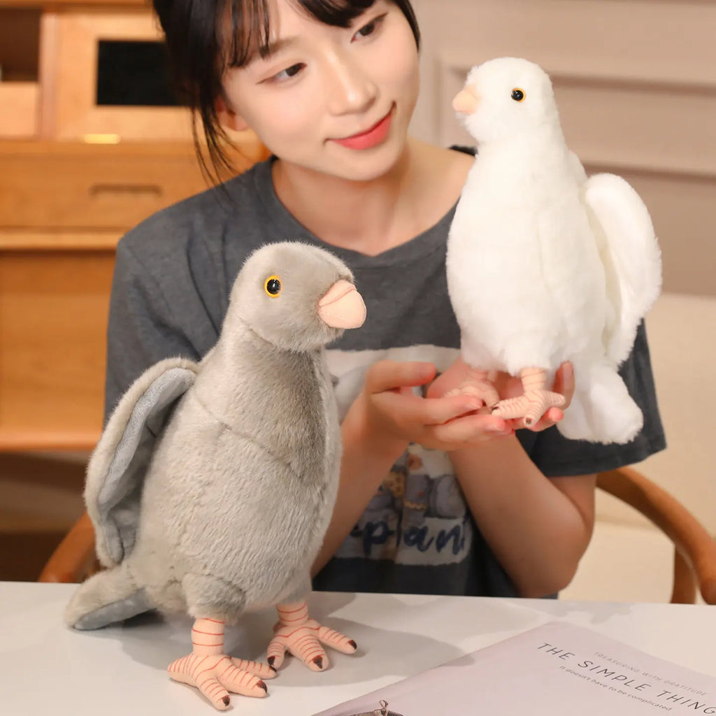 Grey White Simulation Pigeon Plush Toy Peace Dove Stuffed Animal Doll for Kids Home Decor And Photography Props