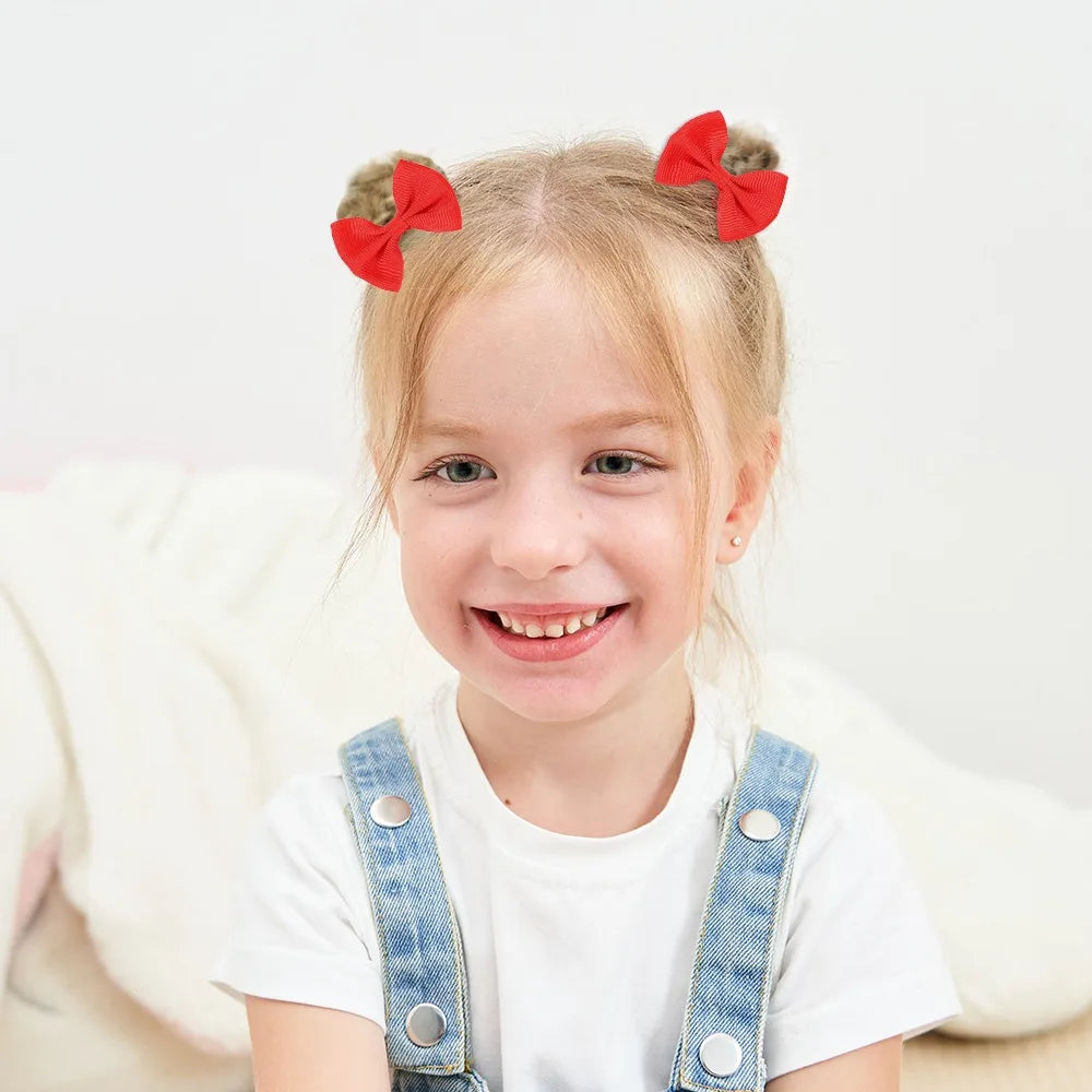 20/40Pcs/lot Hair Ribbons Head Bows Tie for Girls Elastic Solid Bowknot Rubber Hairband Kids Headwear Wholesale