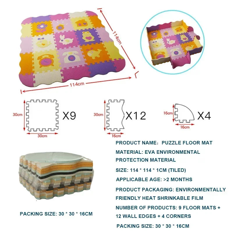 Eva Foam Baby Play Mat 25-Piece Set 30x30cm Puzzle Floor Mat Educational Toy For Nursery