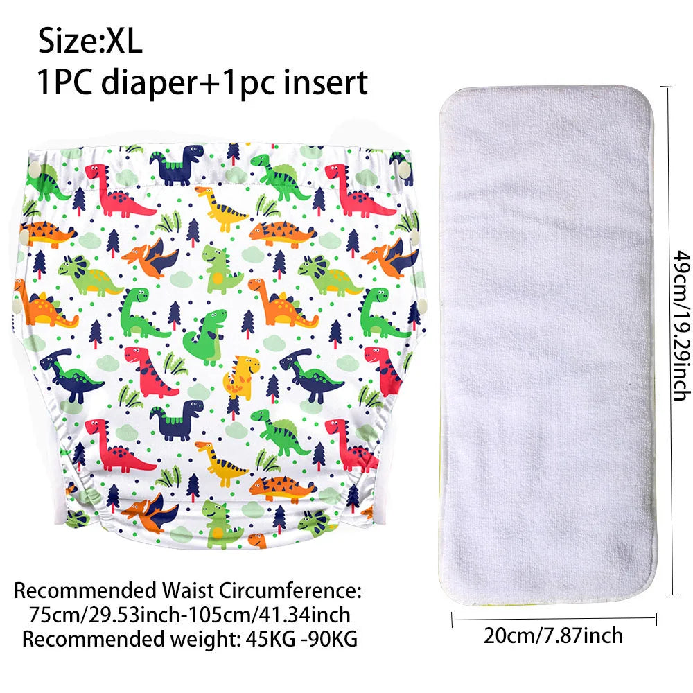 Ice Silk Adult Cloth Diaper Pants Waterproof Reusable Diapers Nappy Pads Anti Leak Breathable