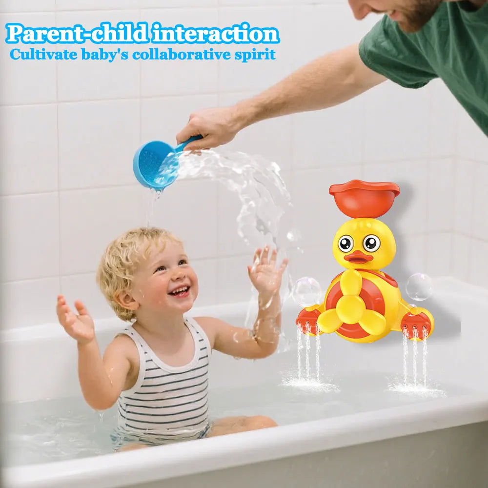 Baby Bath Toys with Suction Cups,Airplane Duck Design,Rotating Water Wheel,Bathtub Play Toys For Kids Age 1-3