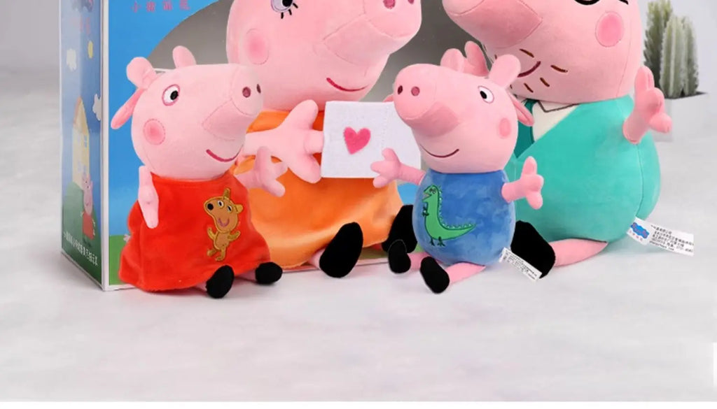 4pcs/set Genuine Peppa Pig 19cm Peppa George 30cm 12'' Mummy Daddy family set Plush Toy Birthday Christmas gift Children Toy