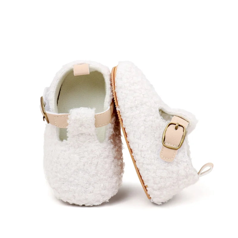 Winter Cute Baby Girl Boy Velvet Cotton Shoes Warm Plush Comfortable TPR Sole Anti Slip Solid High Quality Walking Shoes BMB4005