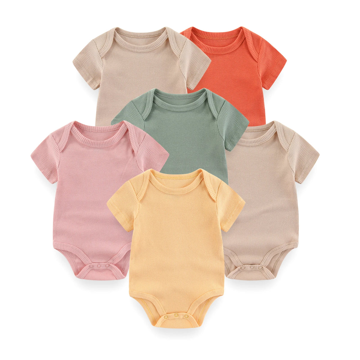 Baby Bodysuits 6 Pack Short Sleeve Cotton Soft Newborn Onesies for Boys and Girls Cartoon Prints