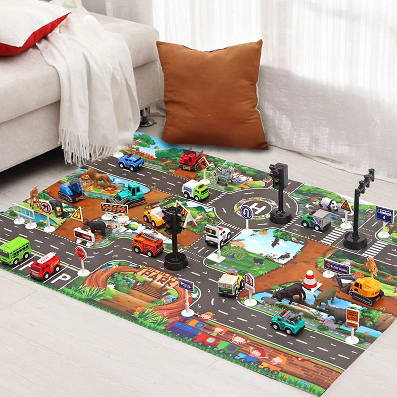 Baby Crawling Mat 83x57cm Cartoon City Traffic Map Non-Slip Playmat For Boys Girls Toddler Montessori Early Education Toys TMZ