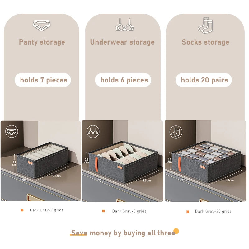 Oxford Cloth Underwear Storage Box 20/7/6 Grids Socks Panties Drawer Organizer Multi-function Home Wardrobe Assortment Boxes