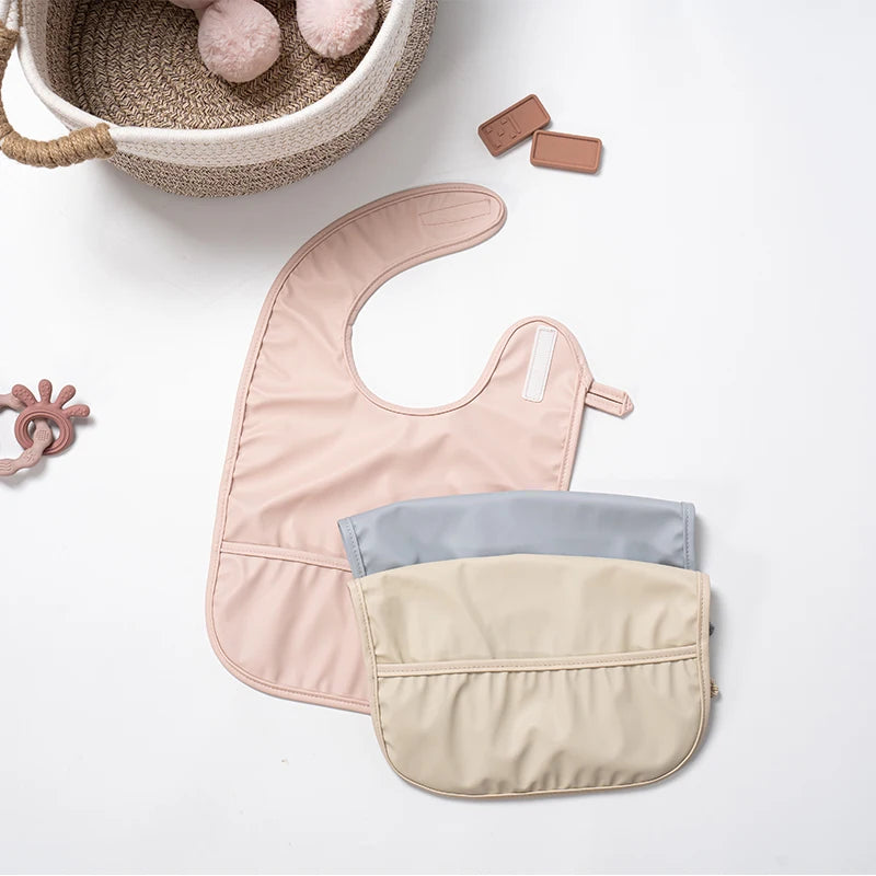 Sleeveless Baby Feeding Bibs Soft Waterproof Toddler Kids Anti-dirty Apron Solid Color Infant Saliva Bib with Pocket Baby Stuff