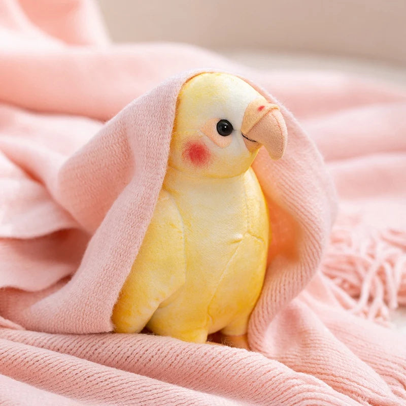 Hot 17cm Kawaii Small Yellow Parrot Plush Toy Dolls Imitation Soft Cartoon Bird Stuffed Christmas Home Decor Parrot Plush Toys
