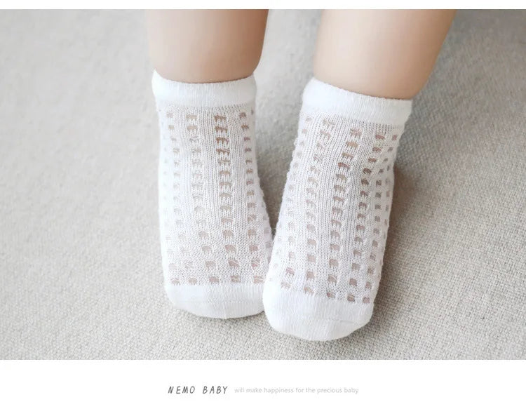 4 Pairs/Lot  New Baby Socks Mesh Thin Newborn Socks Combed Cotton Boneless Soft Summer Baby Socks For Gift