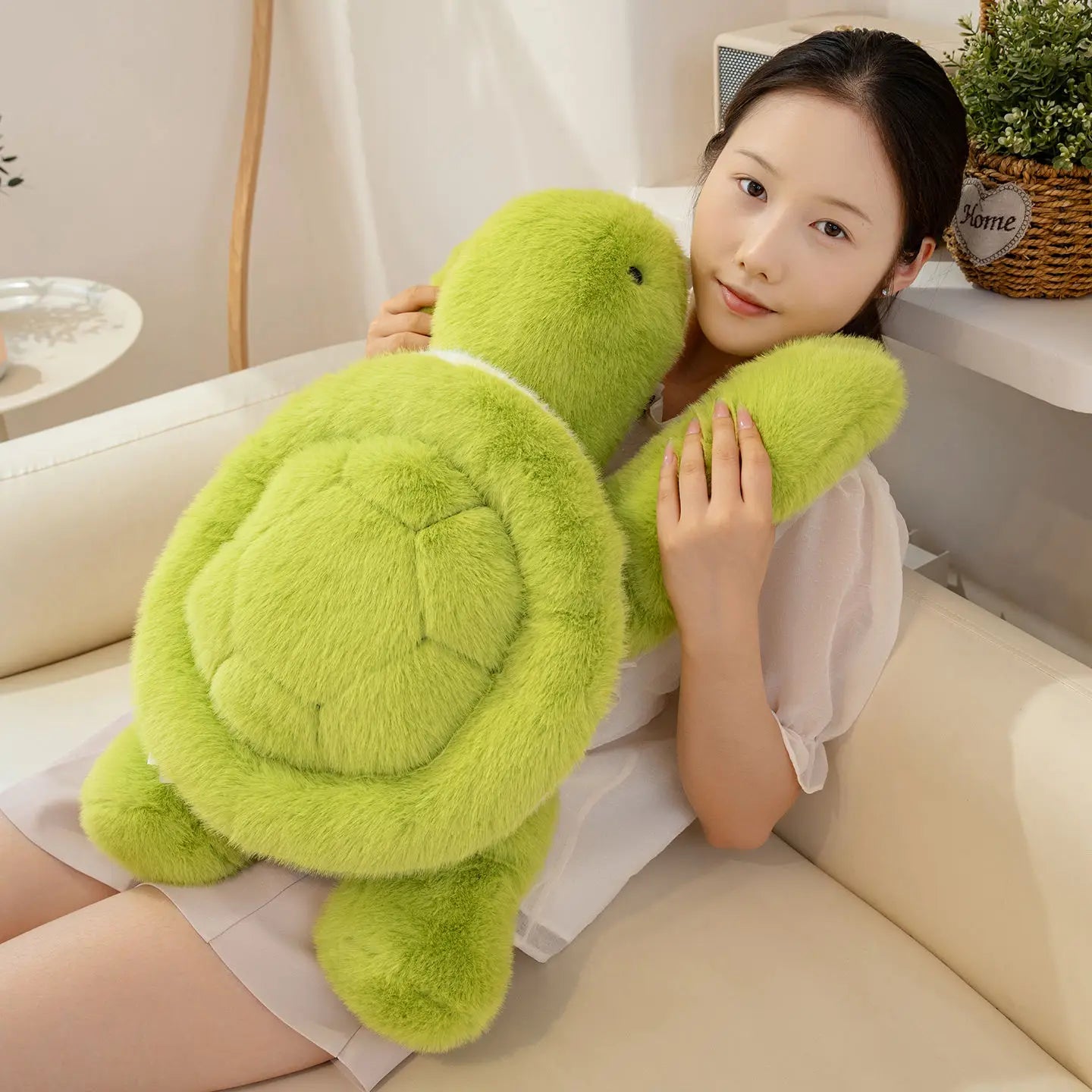 New Lovely Turtle Plush Toys Cozy Fluffy Lying Prone Cartoon Tortoise Throw Pillow Back Cushion Kawaii Home Decor Funny Gift
