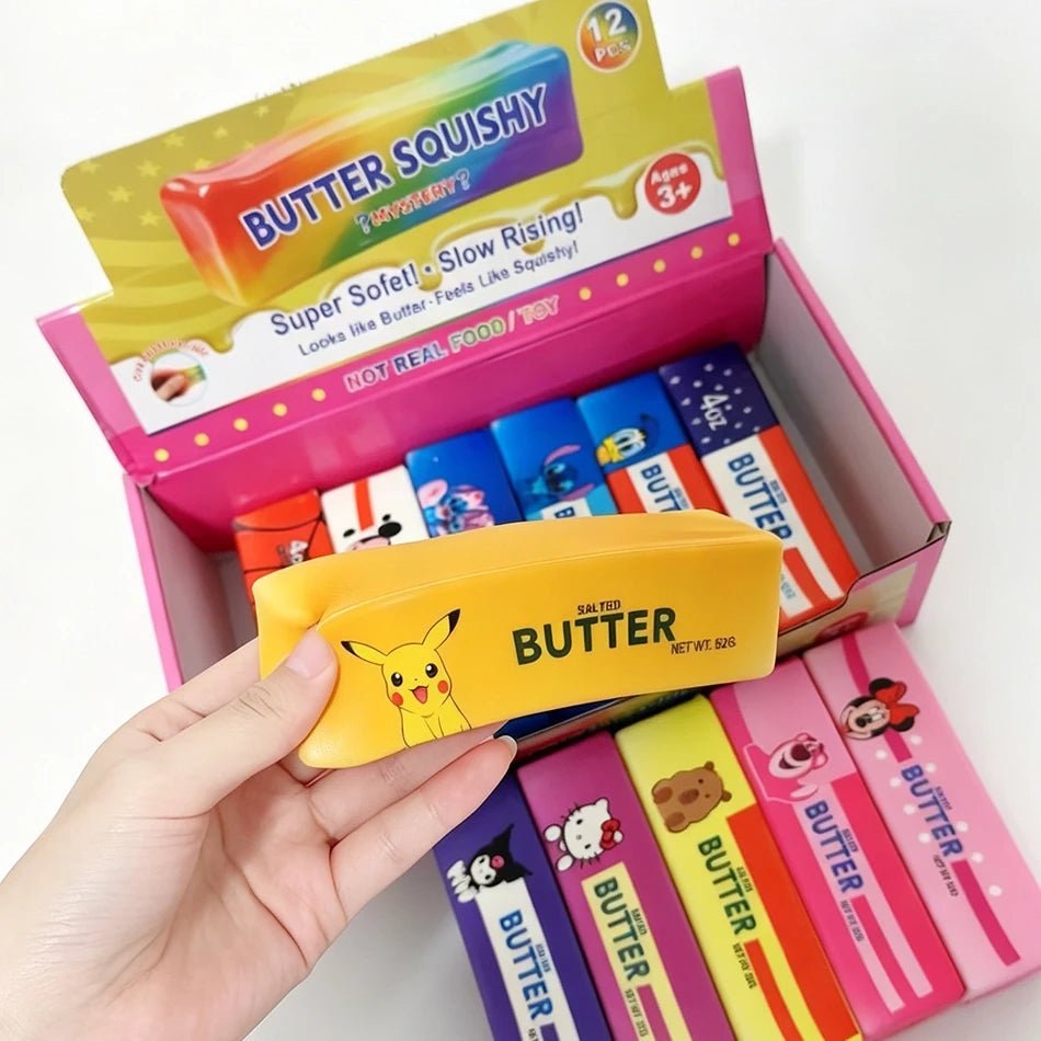 Blind Box 12PCS Butter Stick Squishy Toy Slow Rising Toy Butter Bar Brick Squishy Fidget Toy Anti Stress Release Hand Relax Gift