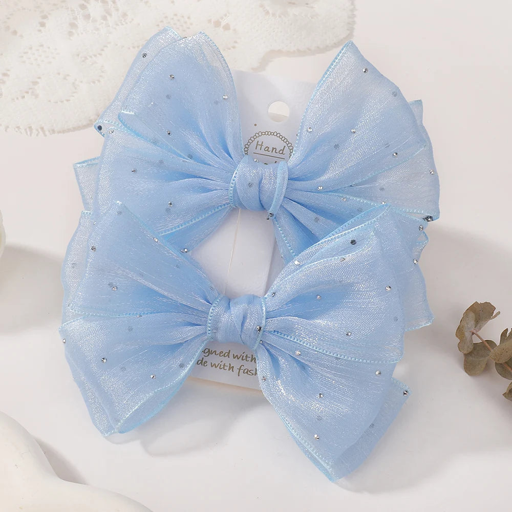 Hair Clip Set 2 Pack 4.72 Inch Diamond Accents For Children Ponytail Holders Ladies Hair Accessories