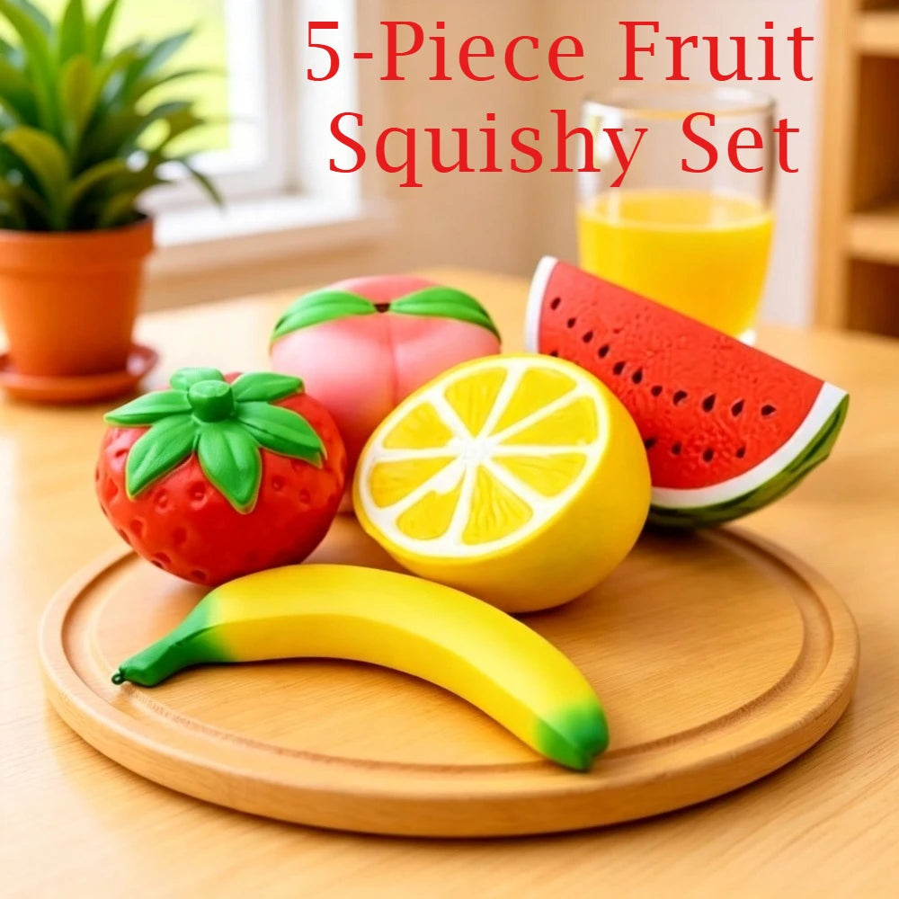 Jumbo Strawberry Fruit Squishy Toy Set Slow Rebound Stress Relief Toy Decompression Fidget for Adult Office Desk Decor Gift
