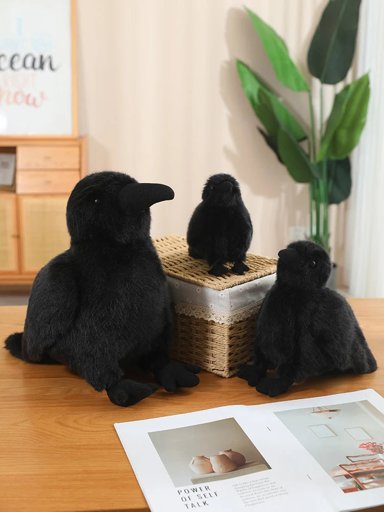30cm Realistic Crow Plush Toy Lifelike Stuffed Raven Soft Halloween Christmas Gift for Kids Bird Lovers Home Decor