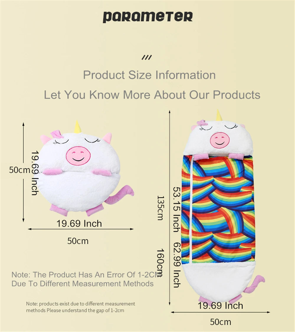 Kids Cartoon Sleepsacks Children's Sleeping Bag With Pillow Plush Doll Pillow Boys Girls Baby Animal Sleep Sack For Birthday