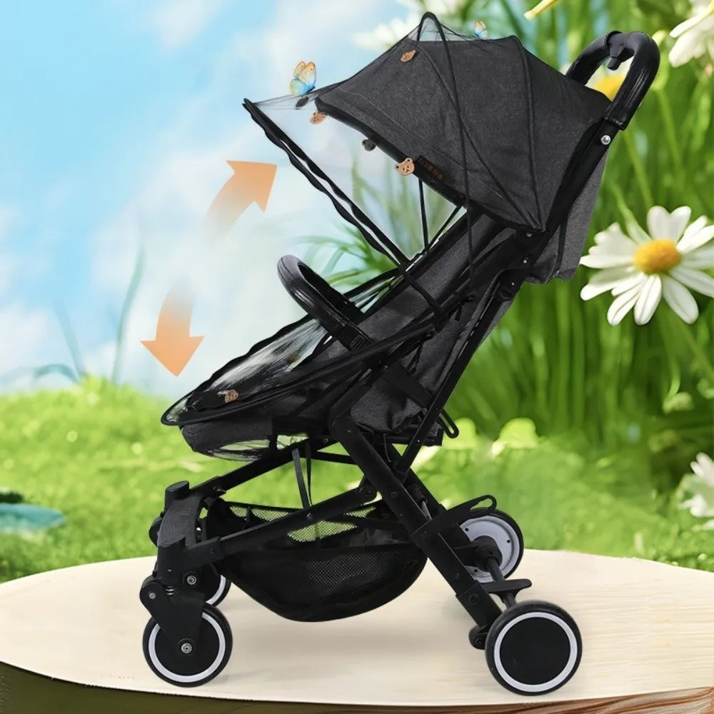 New Ventilate Stroller Mosquito Net Zipper Folding Pushchair Mosquito Net Cartoon Embroidery Mesh Baby Mosquito Cover Outside