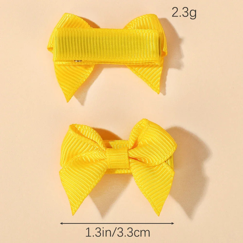 40pcs/Set Mini Hair Bows for Baby Girls 1.3'' Handmade Ribbon Bowknot Clips Toddler Kids Hair Accessories Cute Headwear