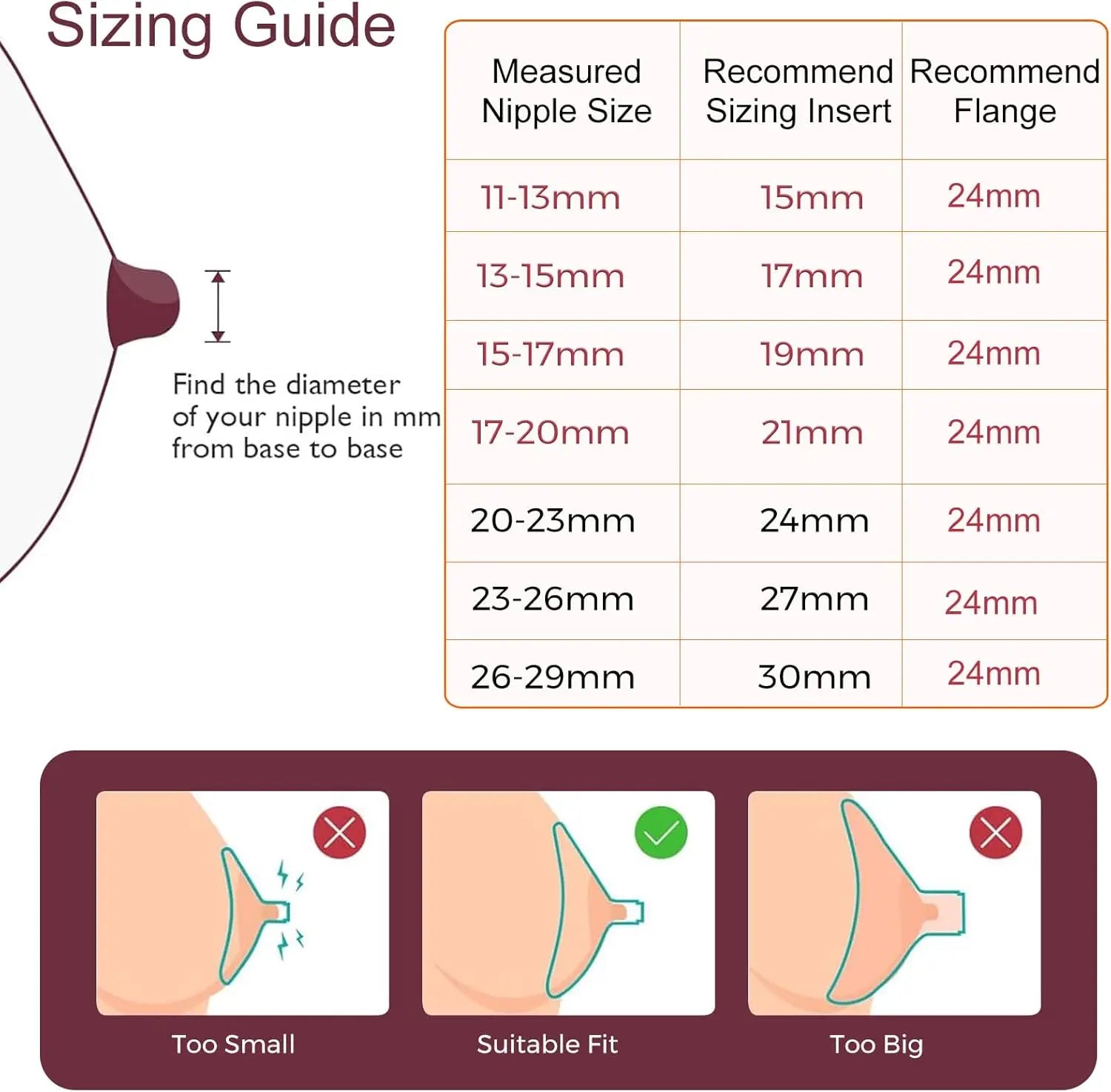 BornBL Silicone Flange Inserts Shield Nipple Tunnel Narrow Connector Feeding Essential Compatible With Most Breast Pumps