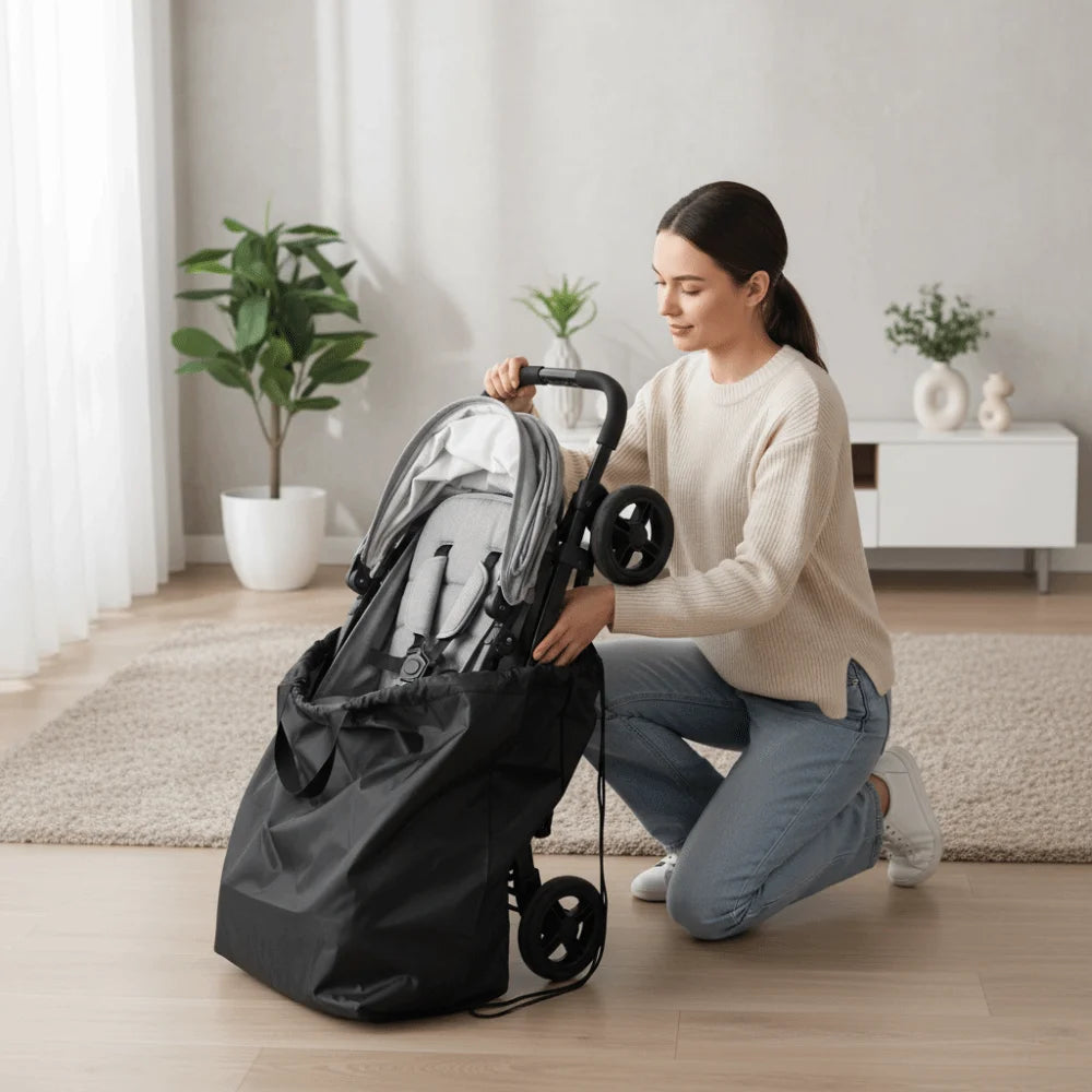 Water-Resistant Stroller Travel Bag Oxford Cloth Drawstring Closure Pram Storage Organizer Heavy-Duty Large Capacity